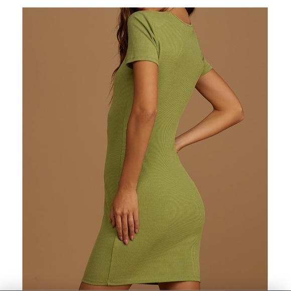 Lulu's Bodycon Ribbed Knit Mini Dress with Asymmetrical Cutout - Small - Picture 3 of 7